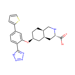O=C(O)[C@@H]1C[C@H]2C[C@@H](Oc3cc(-c4cccs4)ccc3-c3nnn[nH]3)CC[C@H]2CN1 ZINC000103279950