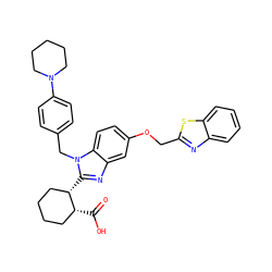 O=C(O)[C@@H]1CCCC[C@@H]1c1nc2cc(OCc3nc4ccccc4s3)ccc2n1Cc1ccc(N2CCCCC2)cc1 ZINC000219363905
