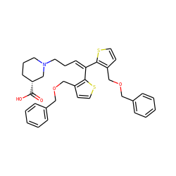 O=C(O)[C@@H]1CCCN(CCC=C(c2sccc2COCc2ccccc2)c2sccc2COCc2ccccc2)C1 ZINC000028564890