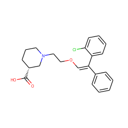 O=C(O)[C@@H]1CCCN(CCO/C=C(/c2ccccc2)c2ccccc2Cl)C1 ZINC000027103858