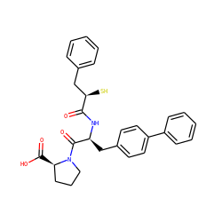 O=C(O)[C@@H]1CCCN1C(=O)[C@H](Cc1ccc(-c2ccccc2)cc1)NC(=O)[C@H](S)Cc1ccccc1 ZINC000027851717