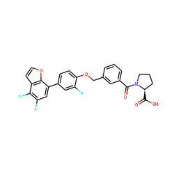 O=C(O)[C@@H]1CCCN1C(=O)c1cccc(COc2ccc(-c3cc(F)c(F)c4ccoc34)cc2F)c1 ZINC000221669622