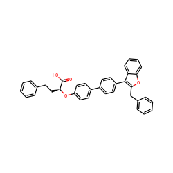 O=C(O)[C@H](CCc1ccccc1)Oc1ccc(-c2ccc(-c3c(Cc4ccccc4)oc4ccccc34)cc2)cc1 ZINC000028757302
