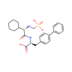 O=C(O)[C@H](Cc1ccc(-c2ccccc2)cc1)NC(=O)[C@@H](NCP(=O)(O)O)C1CCCCC1 ZINC000026655401
