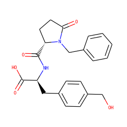 O=C(O)[C@H](Cc1ccc(CO)cc1)NC(=O)[C@@H]1CCC(=O)N1Cc1ccccc1 ZINC000027768727