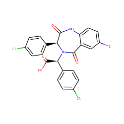 O=C(O)[C@H](c1ccc(Cl)cc1)N1C(=O)c2cc(I)ccc2NC(=O)[C@@H]1c1ccc(Cl)cc1 ZINC000016051338