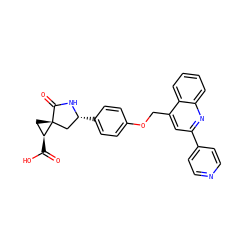 O=C(O)[C@H]1C[C@@]12C[C@@H](c1ccc(OCc3cc(-c4ccncc4)nc4ccccc34)cc1)NC2=O ZINC000040894361