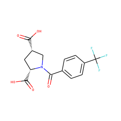 O=C(O)[C@H]1C[C@@H](C(=O)O)N(C(=O)c2ccc(C(F)(F)F)cc2)C1 ZINC000028133295