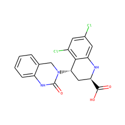O=C(O)[C@H]1C[C@H](N2Cc3ccccc3NC2=O)c2c(Cl)cc(Cl)cc2N1 ZINC000013455368