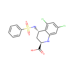 O=C(O)[C@H]1C[C@H](NS(=O)(=O)c2ccccc2)c2c(Cl)cc(Cl)cc2N1 ZINC000013455325