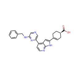 O=C(O)[C@H]1CC=C(c2cc3c(-c4cncc(NCc5ccccc5)n4)ccnc3[nH]2)CC1 ZINC000220306401
