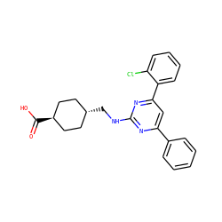 O=C(O)[C@H]1CC[C@H](CNc2nc(-c3ccccc3)cc(-c3ccccc3Cl)n2)CC1 ZINC000299830973