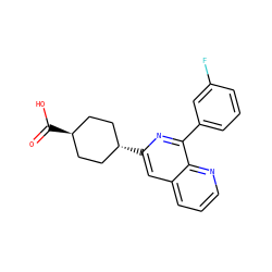 O=C(O)[C@H]1CC[C@H](c2cc3cccnc3c(-c3cccc(F)c3)n2)CC1 ZINC000254094655