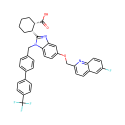 O=C(O)[C@H]1CCCC[C@H]1c1nc2cc(OCc3ccc4cc(F)ccc4n3)ccc2n1Cc1ccc(-c2ccc(C(F)(F)F)cc2)cc1 ZINC000226108349