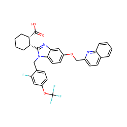 O=C(O)[C@H]1CCCC[C@H]1c1nc2cc(OCc3ccc4ccccc4n3)ccc2n1Cc1ccc(OC(F)(F)F)cc1F ZINC000219477620
