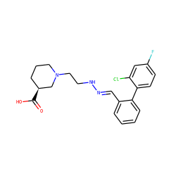 O=C(O)[C@H]1CCCN(CCN/N=C/c2ccccc2-c2ccc(F)cc2Cl)C1 ZINC000095598043