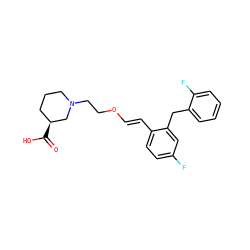O=C(O)[C@H]1CCCN(CCO/C=C/c2ccc(F)cc2Cc2ccccc2F)C1 ZINC000096923645