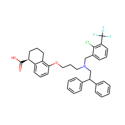 O=C(O)[C@H]1CCCc2c(OCCCN(Cc3cccc(C(F)(F)F)c3Cl)CC(c3ccccc3)c3ccccc3)cccc21 ZINC000049695483