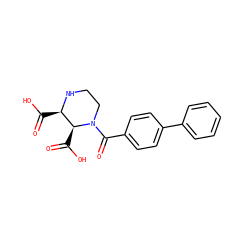 O=C(O)[C@H]1NCCN(C(=O)c2ccc(-c3ccccc3)cc2)[C@H]1C(=O)O ZINC000013642327