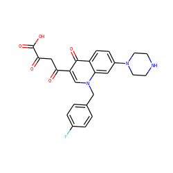 O=C(O)C(=O)CC(=O)c1cn(Cc2ccc(F)cc2)c2cc(N3CCNCC3)ccc2c1=O ZINC000169312559