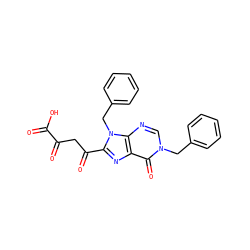 O=C(O)C(=O)CC(=O)c1nc2c(=O)n(Cc3ccccc3)cnc2n1Cc1ccccc1 ZINC000101042935
