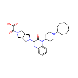 O=C(O)C(=O)N1C[C@@H]2CN(c3nc4ccccc4n(C4CCN(C5CCCCCCC5)CC4)c3=O)C[C@@H]2C1 ZINC000114708436