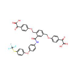 O=C(O)C(=O)c1ccc(OCc2ccc(COc3ccc(C(=O)C(=O)O)cc3)c(C(=O)Nc3ccc(Oc4ccc(SC(F)(F)F)cc4)cc3)c2)cc1 ZINC000095615270
