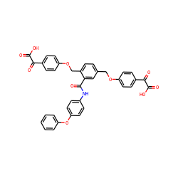 O=C(O)C(=O)c1ccc(OCc2ccc(COc3ccc(C(=O)C(=O)O)cc3)c(C(=O)Nc3ccc(Oc4ccccc4)cc3)c2)cc1 ZINC000072169794