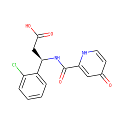 O=C(O)C[C@@H](NC(=O)c1cc(=O)cc[nH]1)c1ccccc1Cl ZINC000261074628