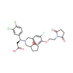 O=C(O)C[C@@H](c1ccc(Cl)c(Cl)c1)N(Cc1ccc(OCCN2C(=O)CCC2=O)c(F)c1)CC1CCCC1 ZINC000207083581