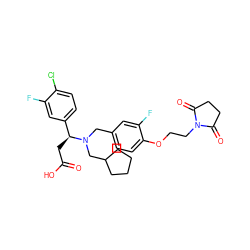 O=C(O)C[C@@H](c1ccc(Cl)c(F)c1)N(Cc1ccc(OCCN2C(=O)CCC2=O)c(F)c1)CC1CCCC1 ZINC000207317575