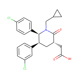 O=C(O)C[C@@H]1C[C@@H](c2cccc(Cl)c2)[C@@H](c2ccc(Cl)cc2)N(CC2CC2)C1=O ZINC000084688673