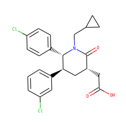 O=C(O)C[C@@H]1C[C@@H](c2cccc(Cl)c2)[C@H](c2ccc(Cl)cc2)N(CC2CC2)C1=O ZINC000095605905