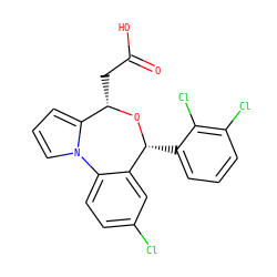 O=C(O)C[C@@H]1O[C@H](c2cccc(Cl)c2Cl)c2cc(Cl)ccc2-n2cccc21 ZINC000084687294