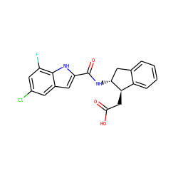 O=C(O)C[C@@H]1c2ccccc2C[C@H]1NC(=O)c1cc2cc(Cl)cc(F)c2[nH]1 ZINC000038225022