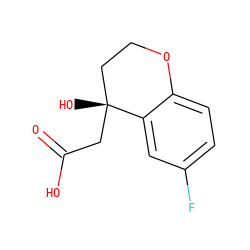 O=C(O)C[C@]1(O)CCOc2ccc(F)cc21 ZINC000013456244