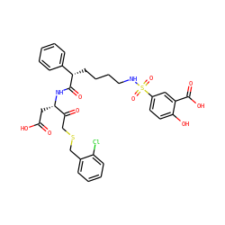 O=C(O)C[C@H](NC(=O)[C@@H](CCCCNS(=O)(=O)c1ccc(O)c(C(=O)O)c1)c1ccccc1)C(=O)CSCc1ccccc1Cl ZINC000027192316