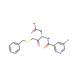 O=C(O)C[C@H](NC(=O)c1cncc(Br)c1)C(=O)CSCc1ccccc1 ZINC000013533718