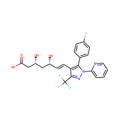 O=C(O)C[C@H](O)C[C@H](O)/C=C/c1c(C(F)(F)F)nn(-c2ccccn2)c1-c1ccc(F)cc1 ZINC000026180735