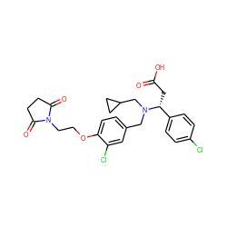 O=C(O)C[C@H](c1ccc(Cl)cc1)N(Cc1ccc(OCCN2C(=O)CCC2=O)c(Cl)c1)CC1CC1 ZINC000220716801