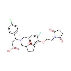 O=C(O)C[C@H](c1ccc(Cl)cc1)N(Cc1ccc(OCCN2C(=O)CCC2=O)c(F)c1)CC1CCCC1 ZINC000207301776