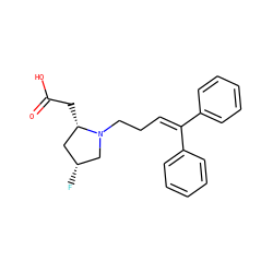 O=C(O)C[C@H]1C[C@@H](F)CN1CCC=C(c1ccccc1)c1ccccc1 ZINC000045352505