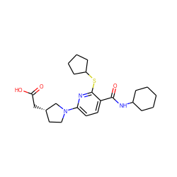 O=C(O)C[C@H]1CCN(c2ccc(C(=O)NC3CCCCC3)c(SC3CCCC3)n2)C1 ZINC000117662909