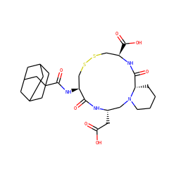 O=C(O)C[C@H]1CN2CCCC[C@H]2C(=O)N[C@H](C(=O)O)CSSC[C@H](NC(=O)C23CC4CC(CC(C4)C2)C3)C(=O)N1 ZINC000028107416