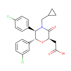 O=C(O)C[C@H]1O[C@H](c2cccc(Cl)c2)[C@@H](c2ccc(Cl)cc2)N(CC2CC2)C1=O ZINC000095602946