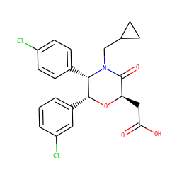 O=C(O)C[C@H]1O[C@H](c2cccc(Cl)c2)[C@H](c2ccc(Cl)cc2)N(CC2CC2)C1=O ZINC000095604514