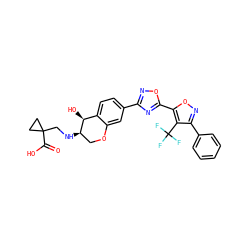 O=C(O)C1(CN[C@@H]2COc3cc(-c4noc(-c5onc(-c6ccccc6)c5C(F)(F)F)n4)ccc3[C@@H]2O)CC1 ZINC000169700225