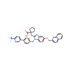 O=C(O)C1(Cc2nc3cc(OCc4ccc5ccccc5n4)ccc3n2Cc2ccc(-c3ccc(C(F)(F)F)nc3)cc2)CCCC1 ZINC000226095507