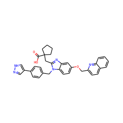 O=C(O)C1(Cc2nc3cc(OCc4ccc5ccccc5n4)ccc3n2Cc2ccc(-c3cn[nH]c3)cc2)CCCC1 ZINC000219333043