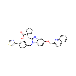 O=C(O)C1(Cc2nc3cc(OCc4ccc5ccccc5n4)ccc3n2Cc2ccc(-c3cscn3)cc2)CCCC1 ZINC000219261200